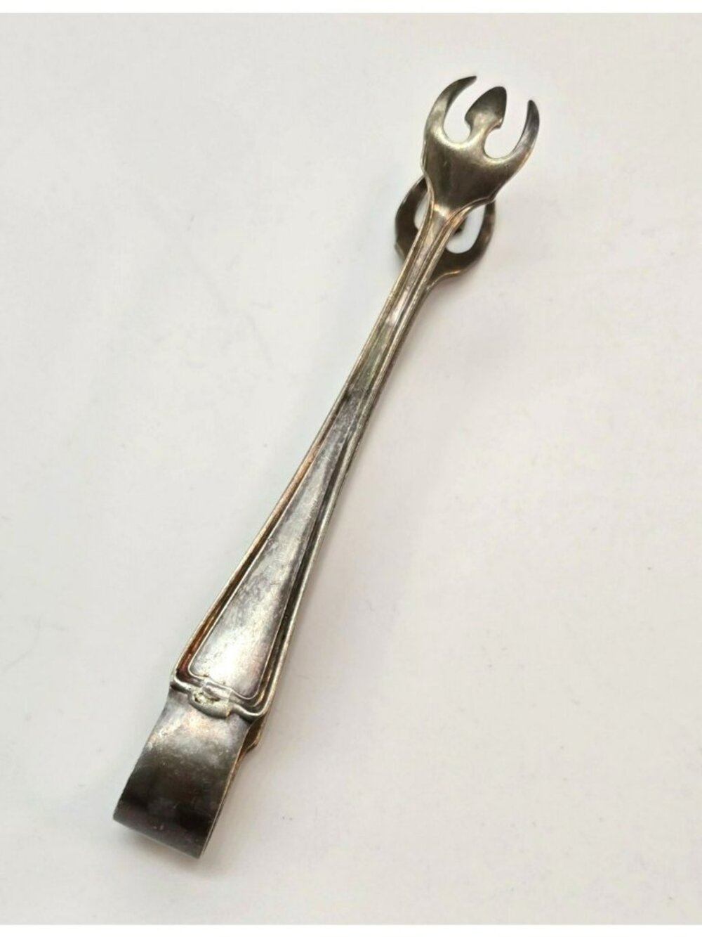 Antique Silverplate Sugar Tongs Serving Utensil Floral Claw Ends 4" CM2272